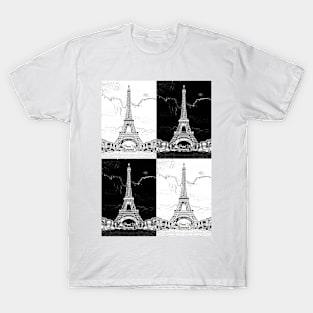 Eiffel Tower, Paris - Black and White Art Poster T-Shirt